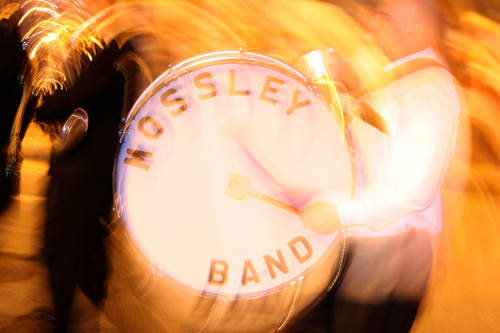 Marching with the band, late evening